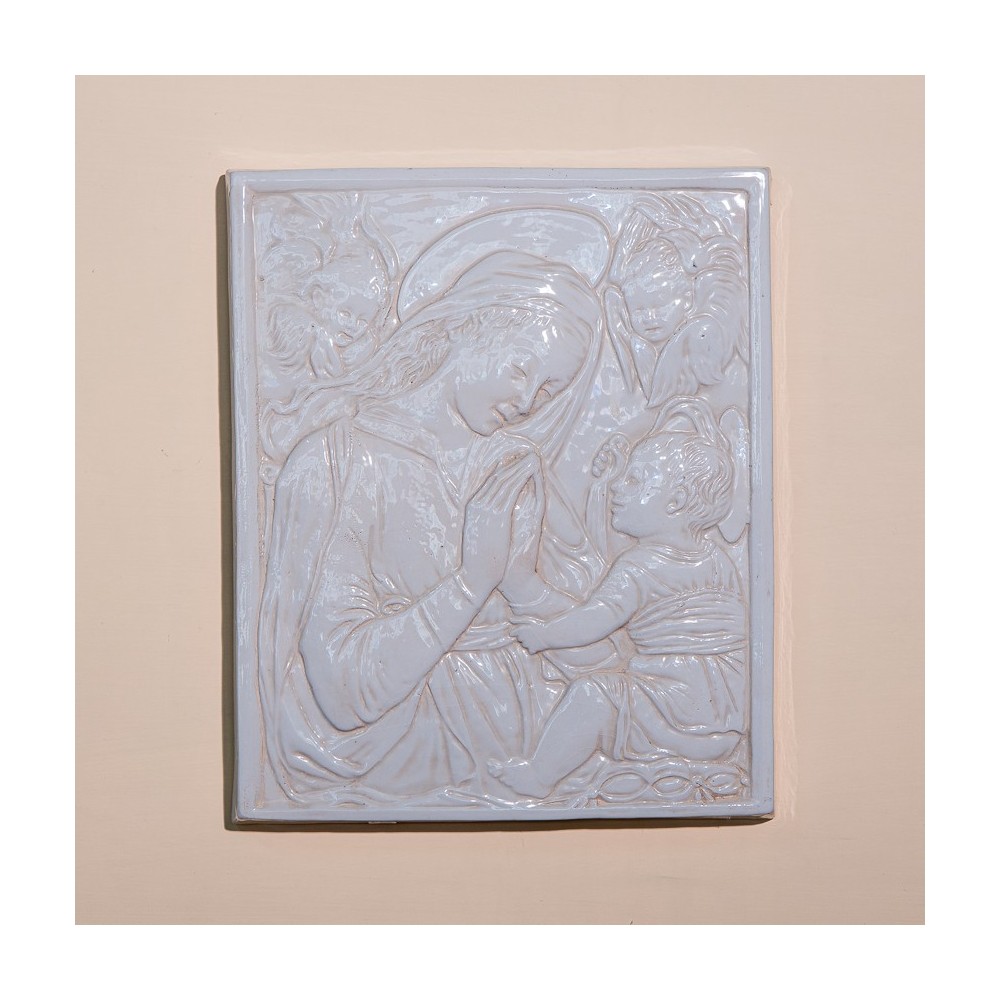 Enameled Ceramic Virgin with Child